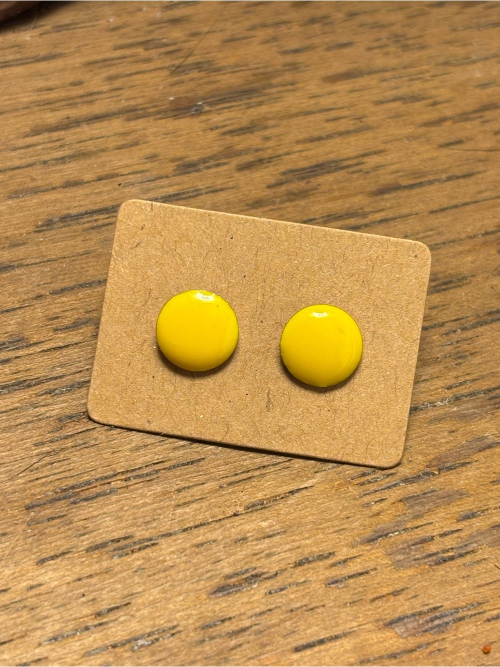 Yellow Button Stud Earrings